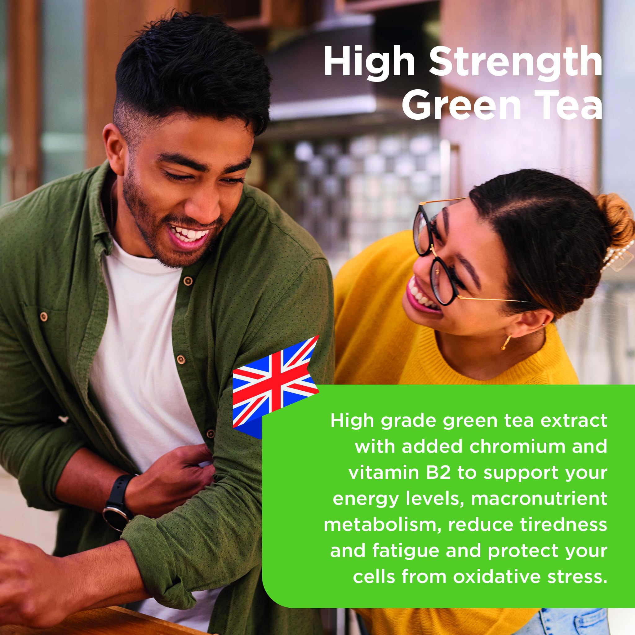 Healthspan High Strength Green Tea (90 Tablets) | with Chromium & Vitamin B2 to Maintain Normal Blood Glucose Levels | Protect Cells from Oxidative Stress | Vegan