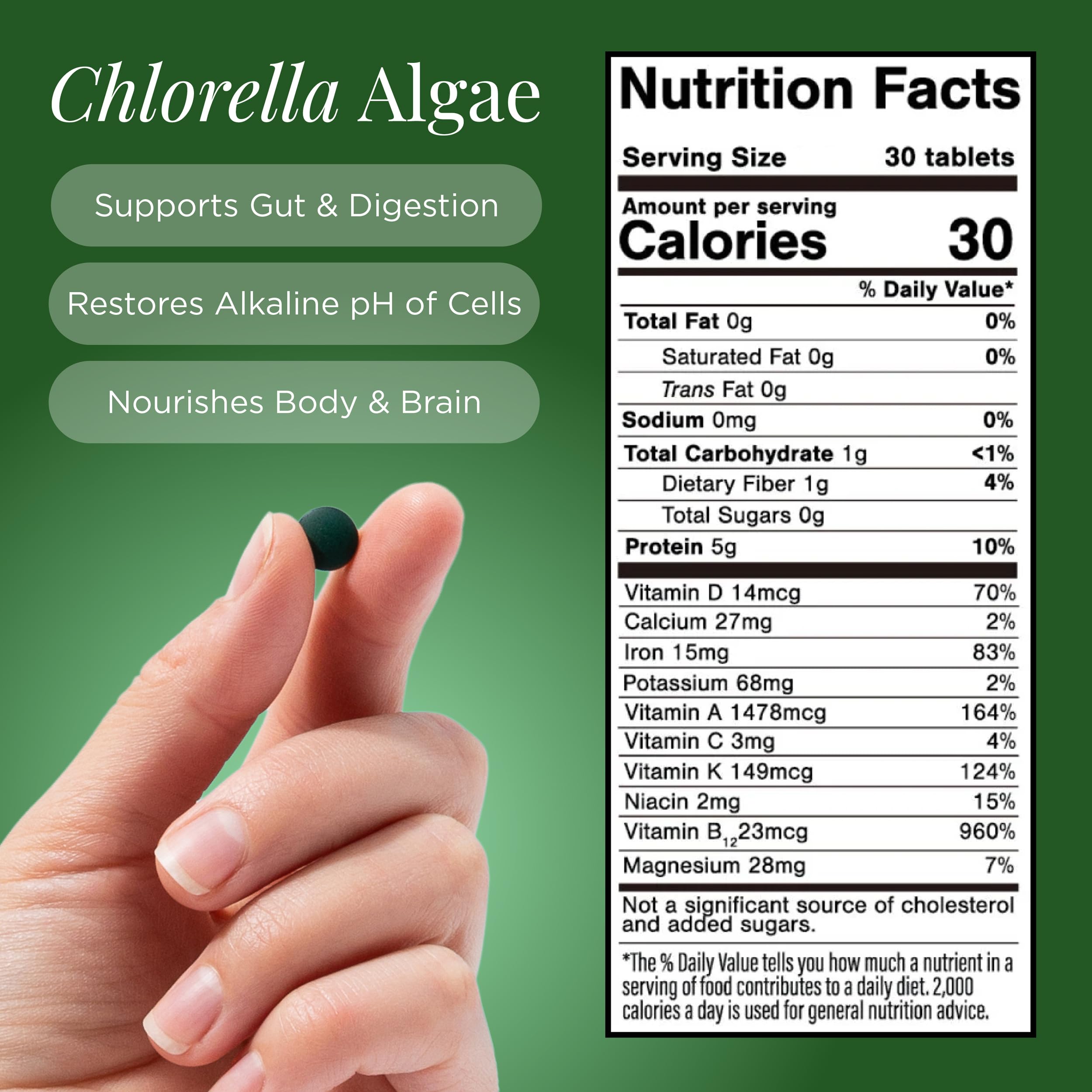 RECOVERYbits - Organic Chlorella Tablets - Plant-Based Algae Superfood - Chlorophyll - Cracked Cell Wall - Energy - Immune System - Detox - Keto - Vegan - Non-GMO - Large Bag - 1000 Tablets