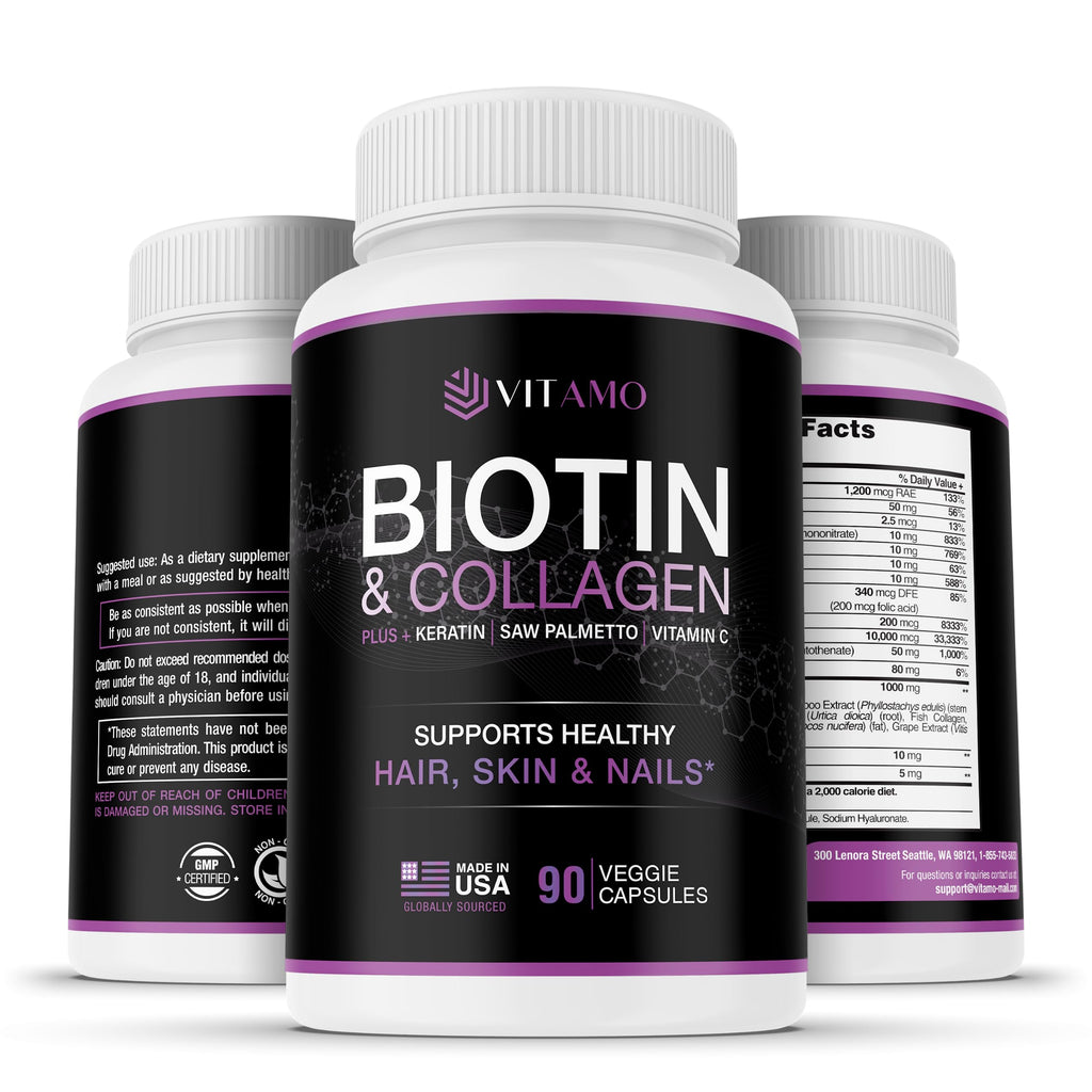 Vitamo Postpartum Hair Loss Vitamins for Women | Postnatal Hair Growth with Hyaluronic Acid, B-Complex, Biotin, Collagen & Keratin | Advanced Hair, Skin & Nails Supplement | 90 Capsules