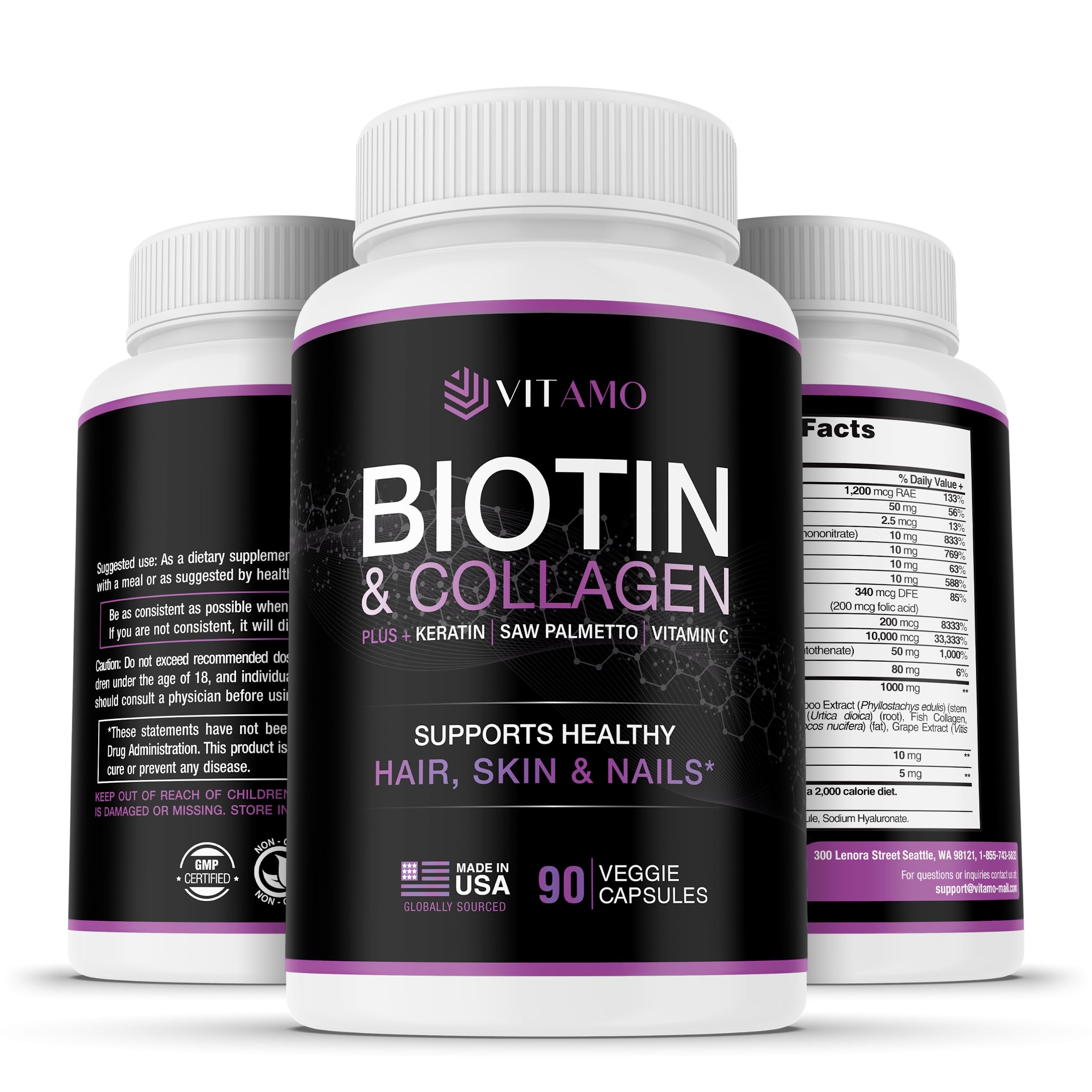 Vitamo Postpartum Hair Loss Vitamins for Women | Postnatal Hair Growth with Hyaluronic Acid, B-Complex, Biotin, Collagen & Keratin | Advanced Hair, Skin & Nails Supplement | 90 Capsules