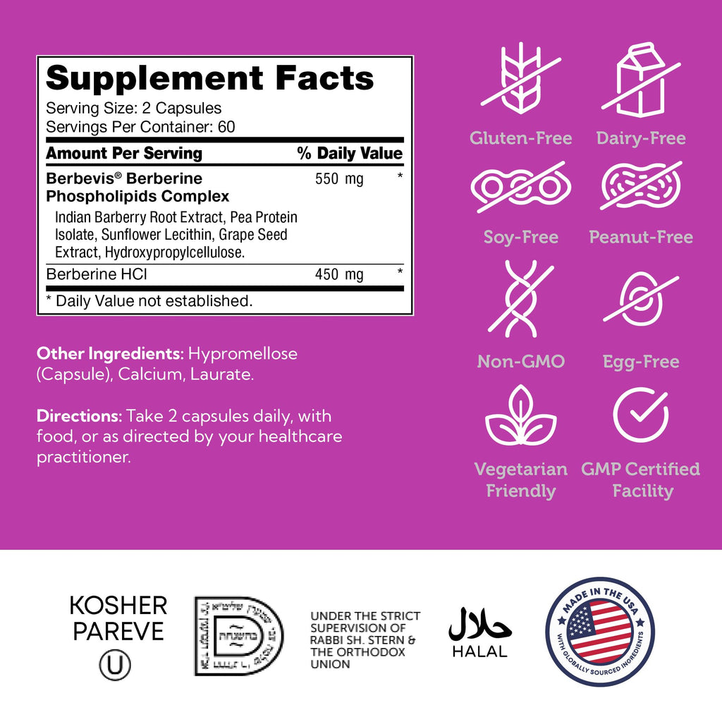 Zahler Berberine Supplement 1000mg with Clinically Evaluated Berbevis Complex and Berberine HCl - Barberry Supplements for Metabolism Support and Berberine Glucose Support for Adults (120 Capsules)