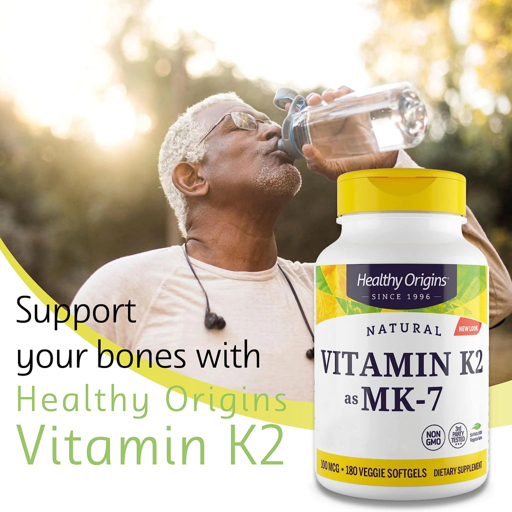 Healthy Origins, Vitamin K2 as MK-7, 100 mcg, 180 Vegetarian Softgels, High Strength, Gluten Free, SOYA Free, Non-GMO