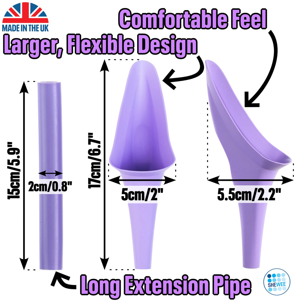SHEWEE Flexi Female Urinal – Made in the UK – Flexible, Reusable & Portable Urination Device. Festival, Camping, Car, Hiking Essentials for Women. Stand to Pee Device with Extension Pipe