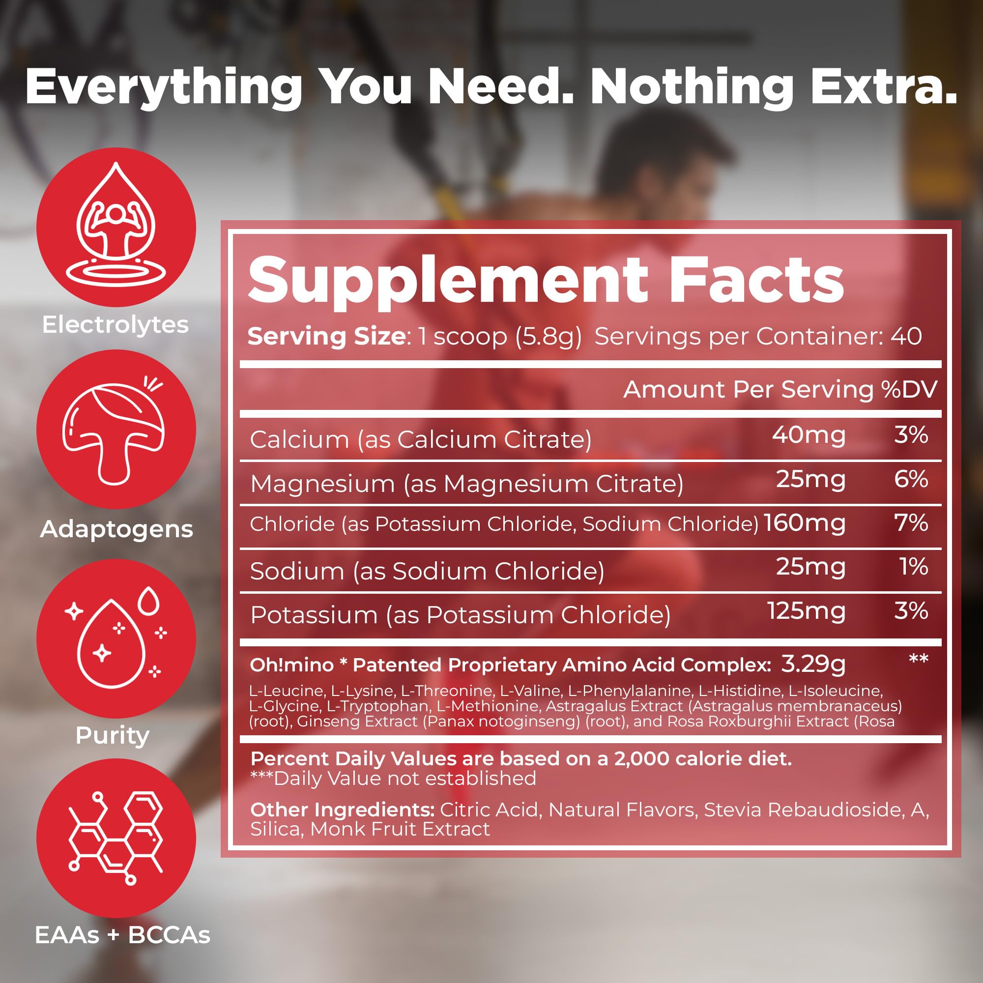 Ohmino BCAA + EAA Powder, Amino Acid Supplement, Tropical, 40 Servings