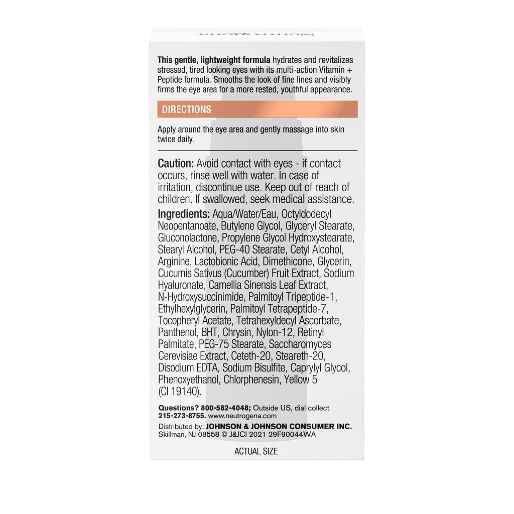 Neutrogena Rapid Firming Peptide Eye Cream: Depuffing, Brightening, Hydrating, Fragrance-Free, 0.5 fl. oz