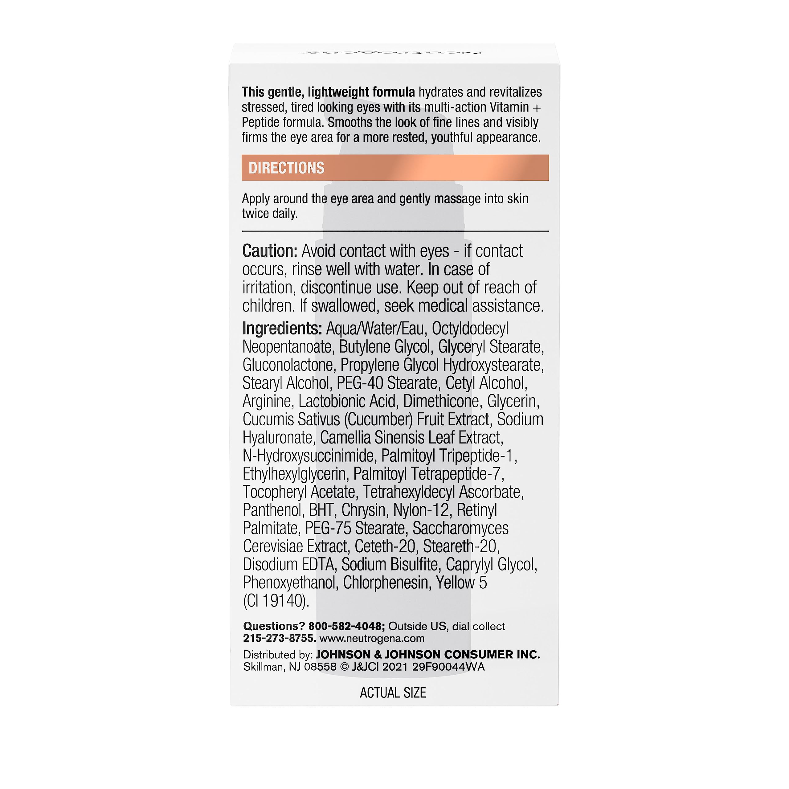 Neutrogena Rapid Firming Peptide Eye Cream: Depuffing, Brightening, Hydrating, Fragrance-Free, 0.5 fl. oz