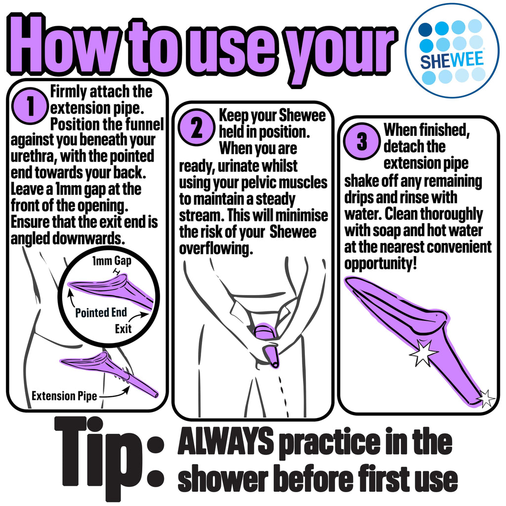 SHEWEE Flexi Female Urinal – Made in the UK – Flexible, Reusable & Portable Urination Device. Festival, Camping, Car, Hiking Essentials for Women. Stand to Pee Device with Extension Pipe