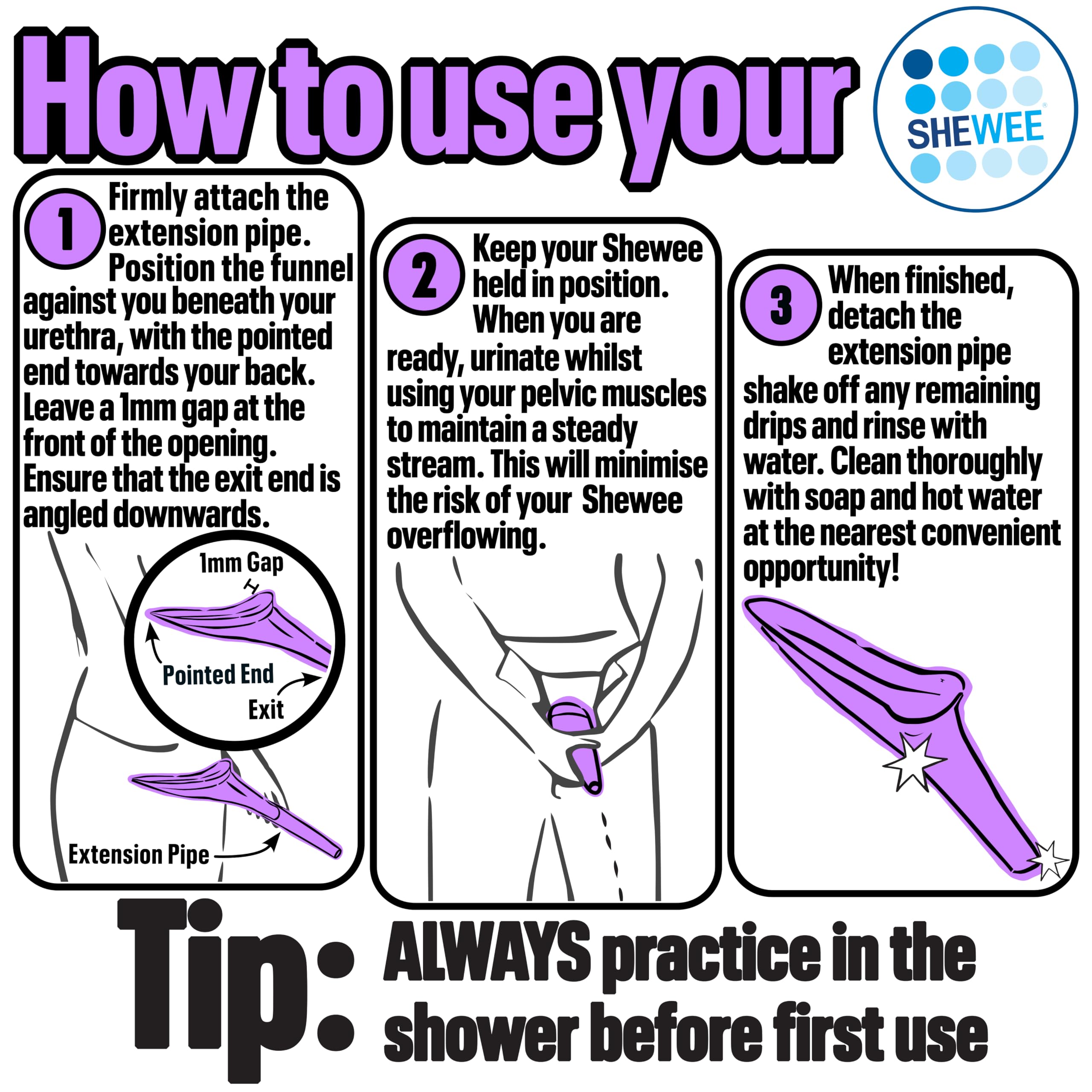 SHEWEE Flexi Female Urinal – Made in the UK – Flexible, Reusable & Portable Urination Device. Festival, Camping, Car, Hiking Essentials for Women. Stand to Pee Device with Extension Pipe