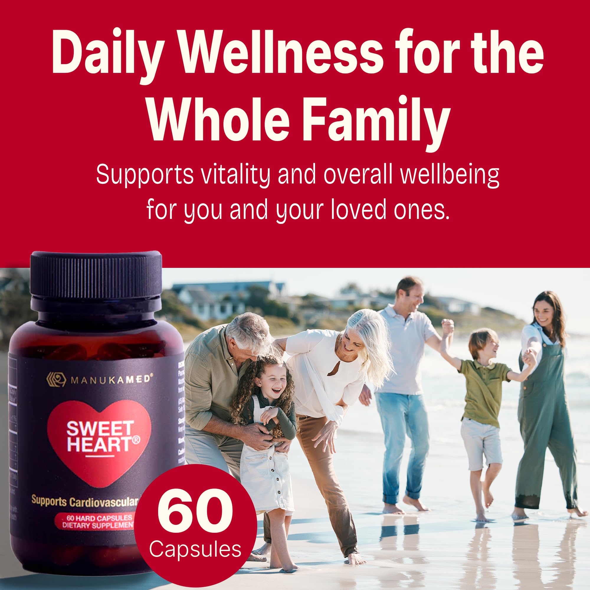 Sweetheart Natural Cholesterol Support Supplement - Manuka Honey Modified Royal Jelly Peptides - 60 Capsules, New Zealand Manuka Honey