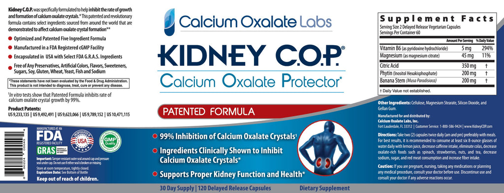 KIDNEY C.O.P. Calcium Oxalate Kidney Stone Support Supplement 120 Caps