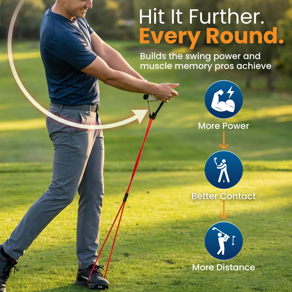 Happy Golfer Golf Resistance Bands Swing Trainer | Golf Power Trainer for Swing Path, Grip & Speed Training | Portable Golf Training Aid for Warm Up, Strength & Practice