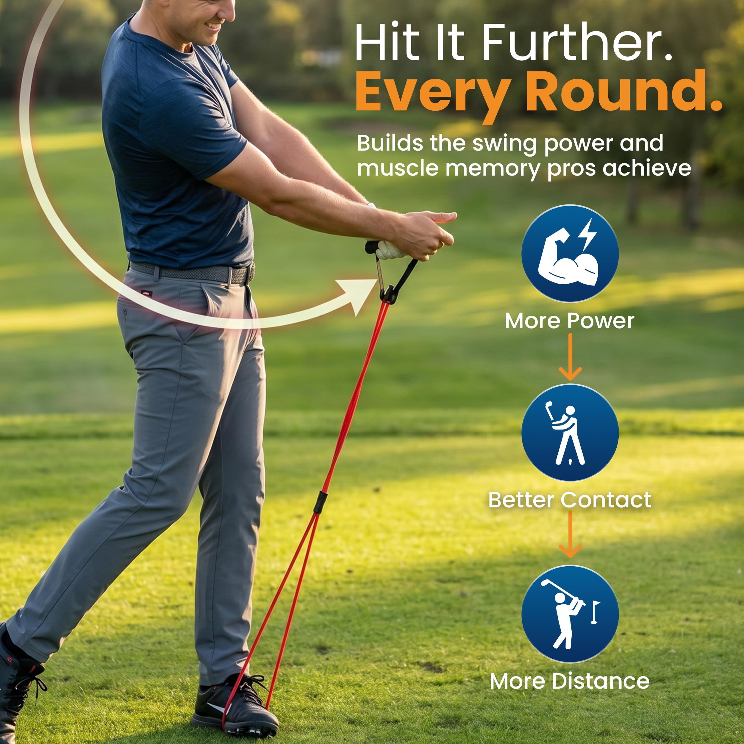 Happy Golfer Golf Resistance Bands Swing Trainer | Golf Power Trainer for Swing Path, Grip & Speed Training | Portable Golf Training Aid for Warm Up, Strength & Practice