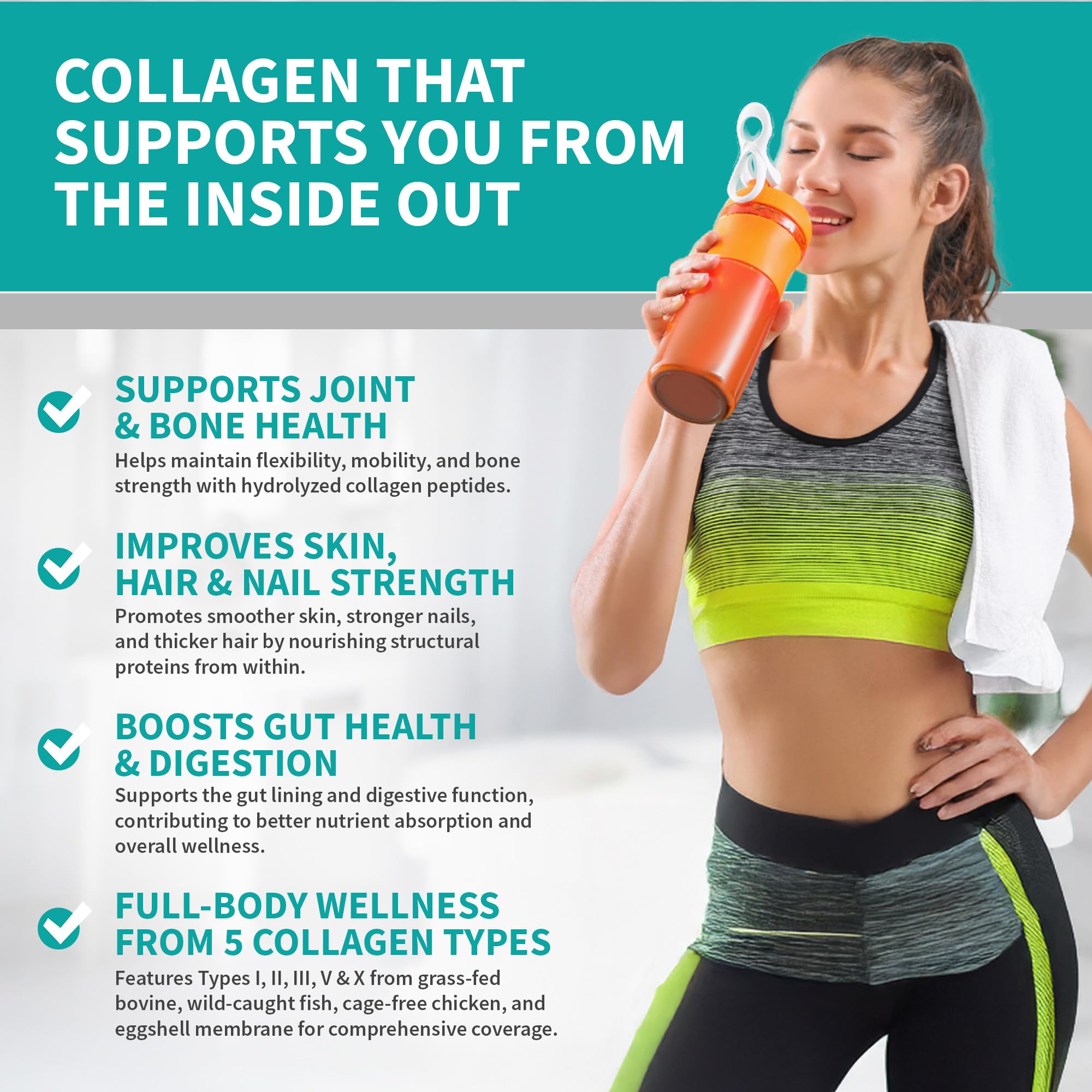 CB Supplements Multi Collagen Protein – Hydrolyzed Collagen for Joint, Skin, Gut, Hair & Nail Health – Unflavored Powder with Types I, II, III, V & X – Grass-Fed & Clean – 58 Servings