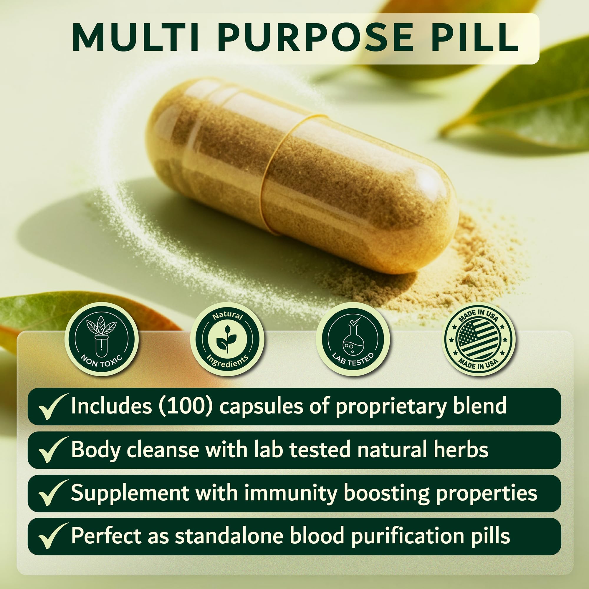 Dimmak Herbs Blood Purifier & Lymphatic Cleanse- Systemic Detox Supplement for Skin, Liver, & Immune Health- Organic Andrographis & Coptis Herbal Formula- Vegan, Non-Laxative- 100 Capsules