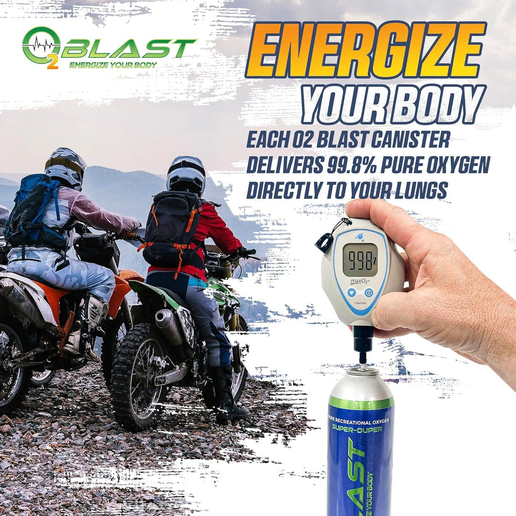 O2 Blast - Pure Oxygen Supplement - Filled with 99.99% Pure Oxygen to Support Fast Recovery, Increase Stamina & Enhance Focus for High Altitude and Action Sports, 4L Portable Can Flip-Top Cap, 6-Pack