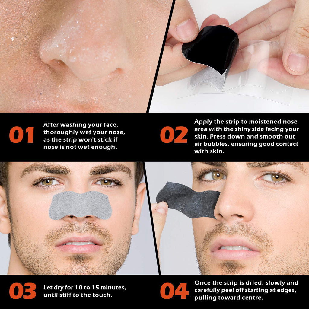 BAGLAK Men Blackhead Remover Pore Strips (70 Count) -Charcoal Nose Strips for Blackhead Removal - Large Size For Nose+Face