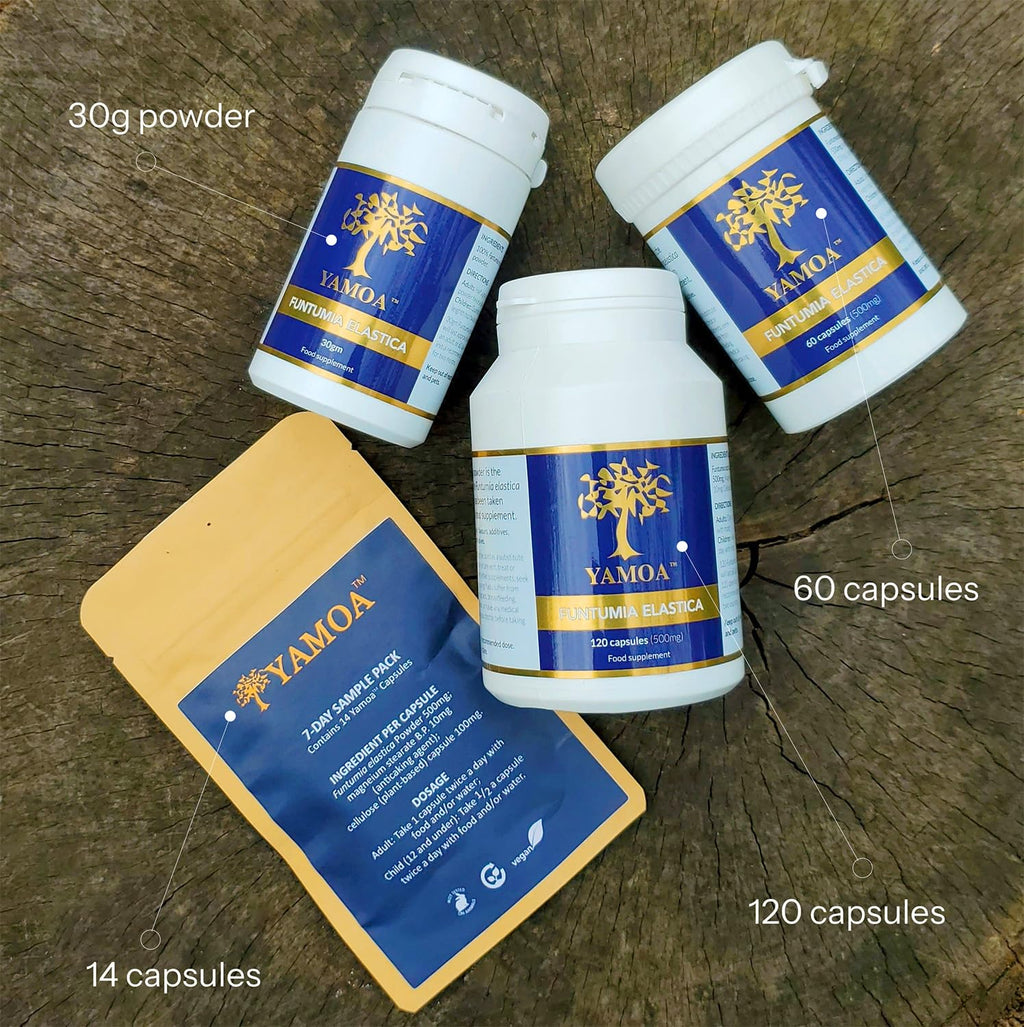 Yamoa Funtumia Elastica Capsules. Vegan. (60 Capsules)
