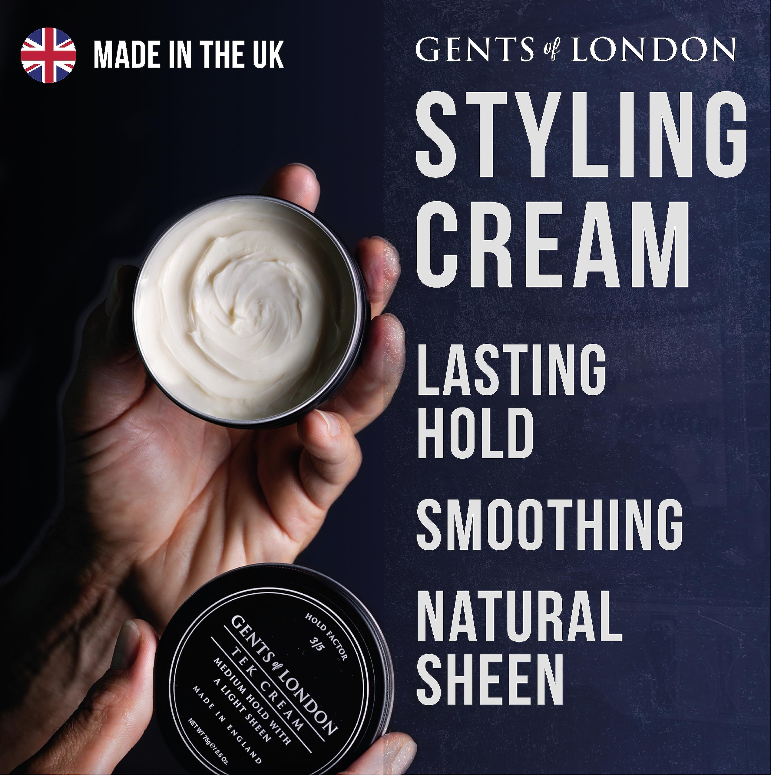 GENTS OF LONDON Tek Wax, Medium Hold, Subtle Shine, Shape & Thickening, Gift For Men 2.6 Oz.