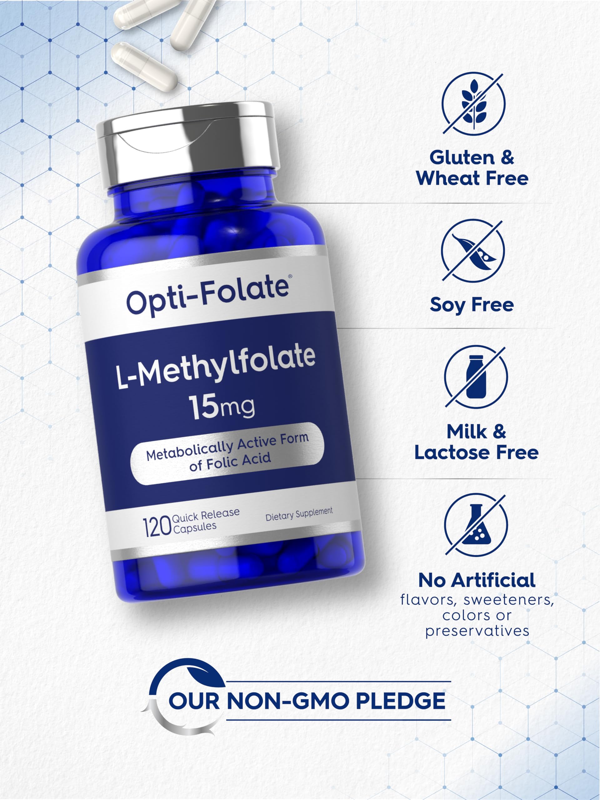 Carlyle L Methylfolate 15mg | 120 Capsules | Value Size | Max Potency