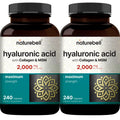 NatureBell 2 Pack Hyaluronic Acid Supplements 2,000 mg | 480 Total Capsules, with MSM & Hydrolyzed Bovine Collagen – 3 in 1 Support for Skin Hydration, Joint Lubrication, Hair, and Eye Health