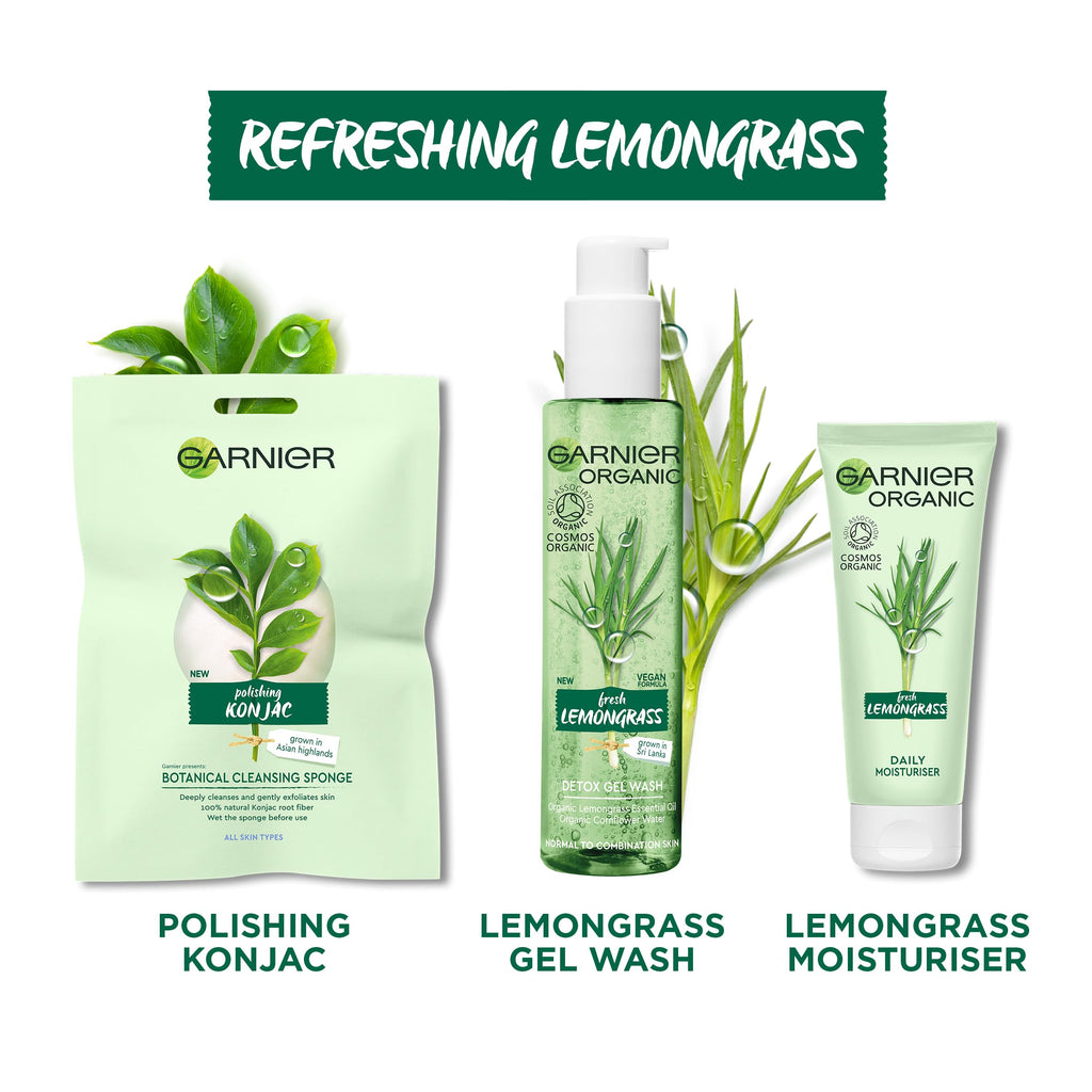 Garnier Organic Detox Gel Face Wash, with Lemongrass Essential Oil, 150ml
