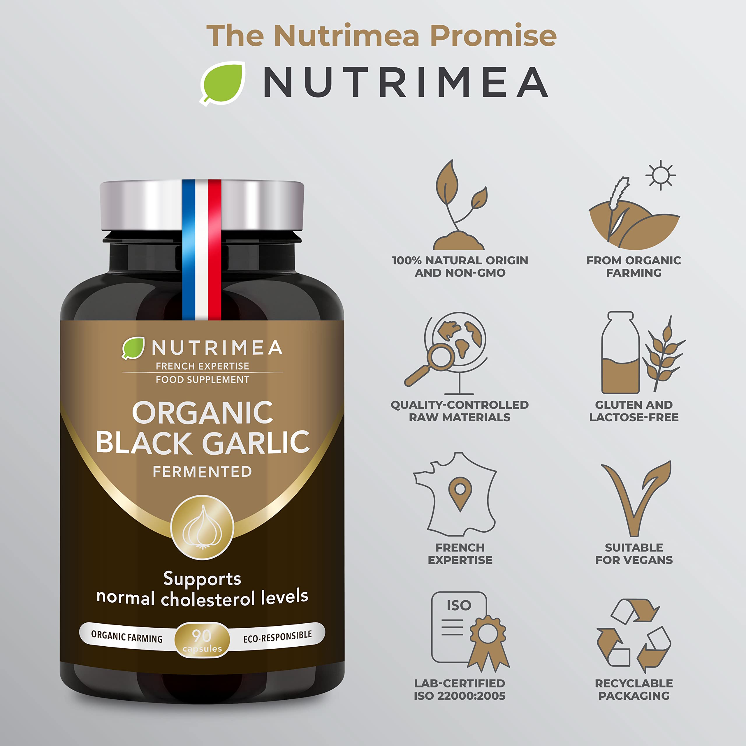 Organic Fermented Black Garlic - 90 Capsules - Nutrimea