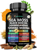Adndale Sea Moss Capsules - Sea Moss Blend with Ashwagandha, Turmeric & Black Seed Oil - 90 Count