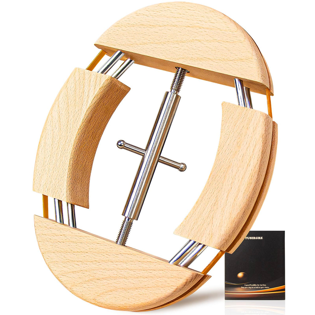 4 Way Hat Stretcher for Fitted Cowboy Hats Caps Stretcher for Men Fits All Caps - Beech Wood, Heavy Duty of Hat Extender Widener Shaper Large Size Enlarger, Beech + Stainless Steel, Large-X-Large