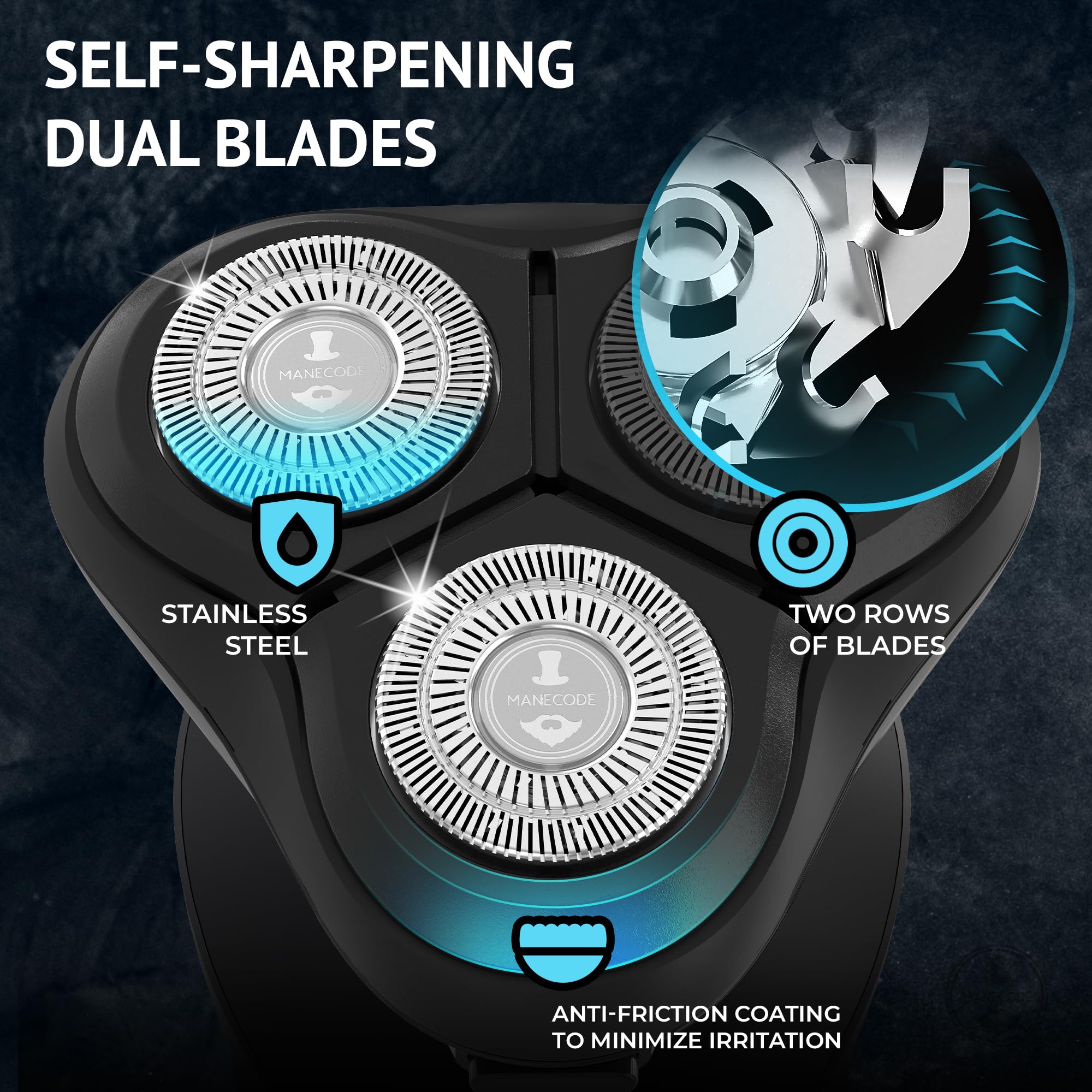 MANECODE® 7-in-1 Electric Razor for Men - Shaver with Floating 8 Contouring Technology® and IQ Cleaning Sensor®