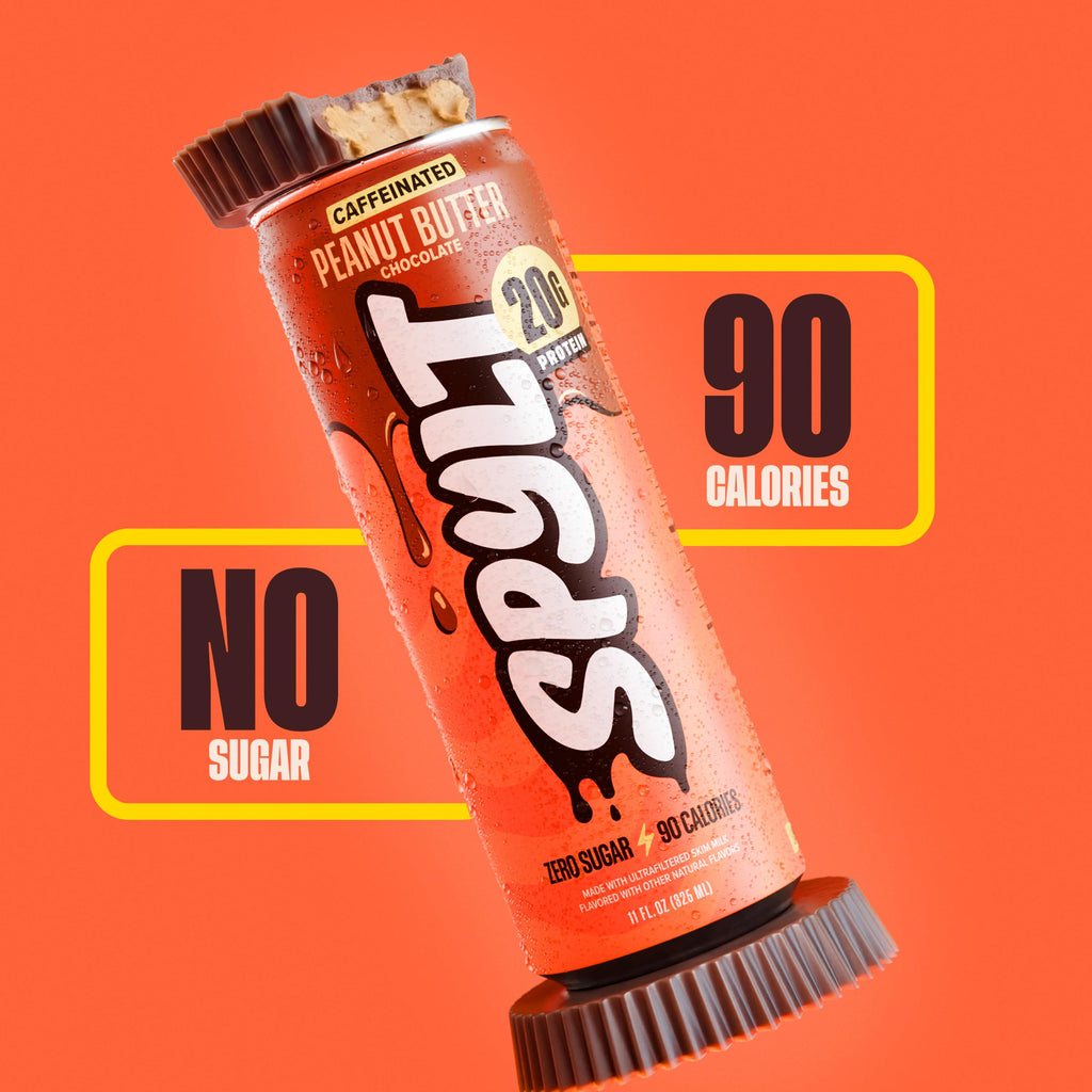 Spylt High Protein Peanut Butter Chocolate Milk with 60mg Caffeine & 20g Protein - 90 Calories, Ready to Drink, Sugar Free, Lactose Free Milk, Perfect for Workout Recovery & Afternoon Pick Me Up - 12 Count - Packaging May Vary