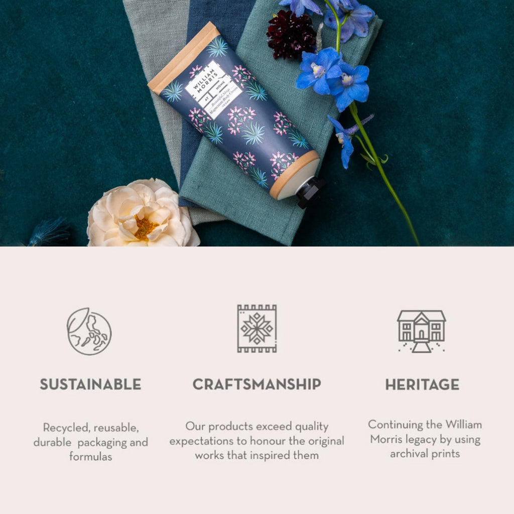 William Morris At Home Body Cream 200ml, Magnesium, Skin Softening, Fragrance with Calming Essential Oils, Travel Size, Vegan and Cruelty Friendly, Beauty Gift for Her