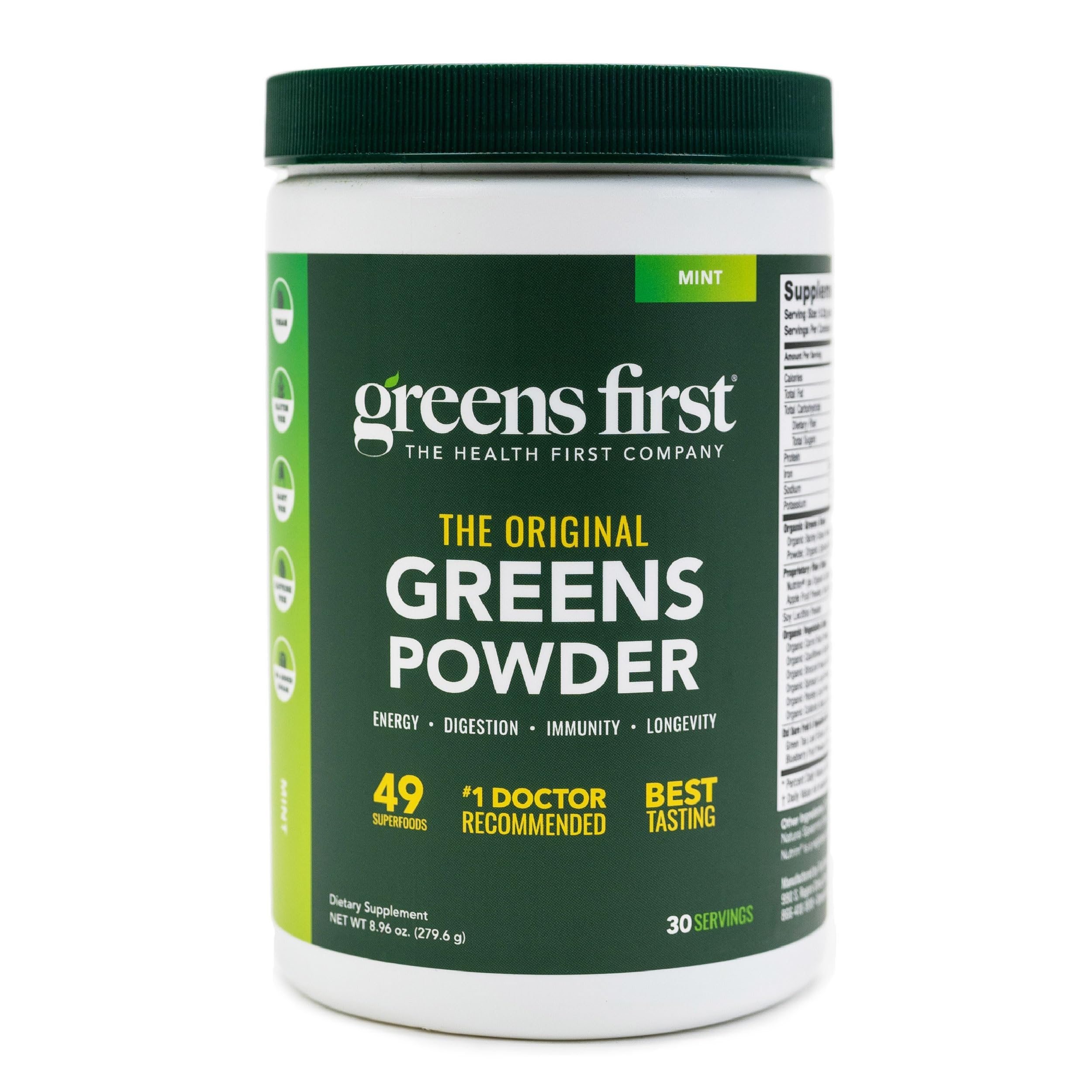 Greens First Original Greens Powder | Mint | 49 Superfoods | 30 Servings
