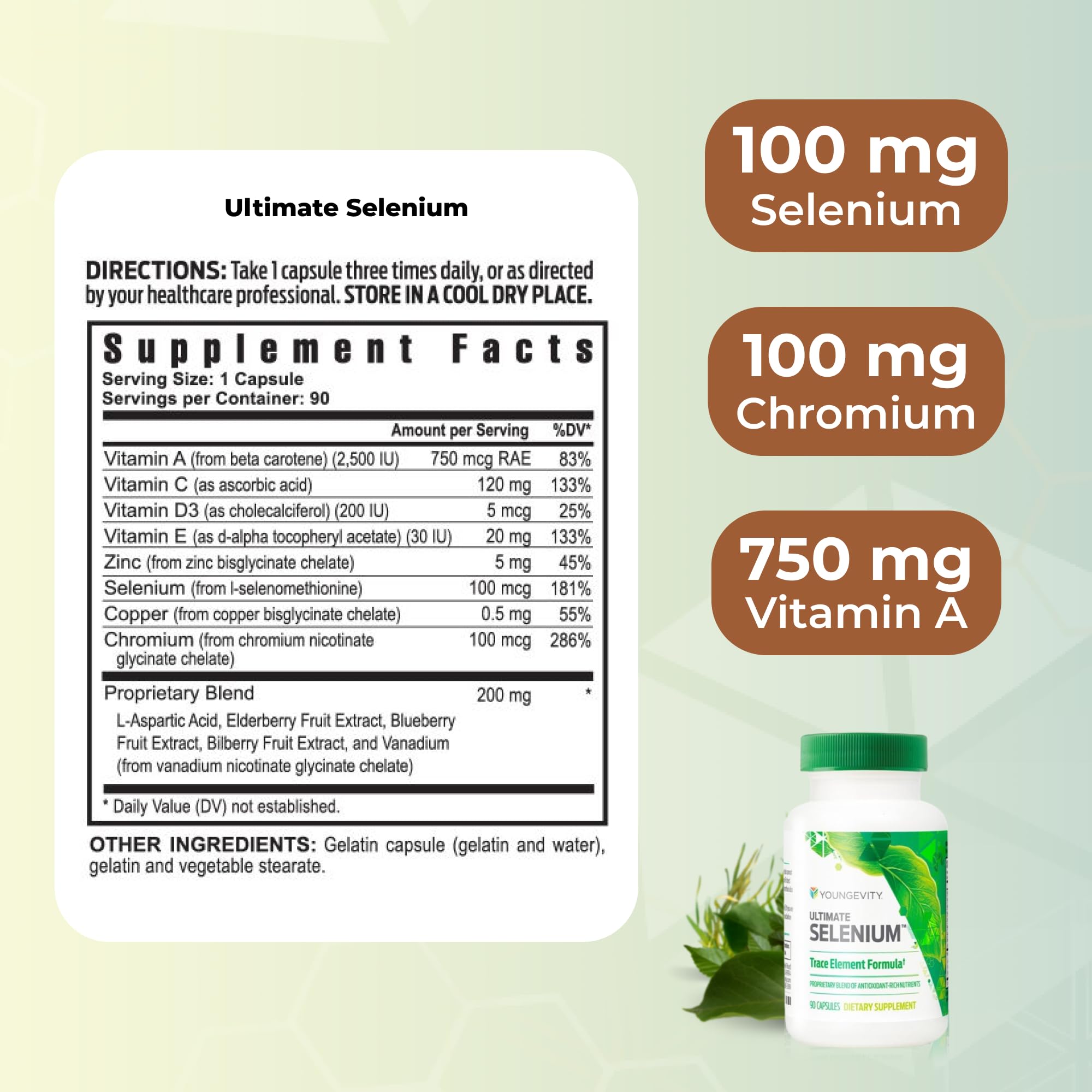 Youngevity Ultimate Selenium + Cofactors - Essential Mineral Supplement for Immune Support, Antioxidant Defense, Thyroid Function, and Cellular Health (I-selenomethionine) - (90 Capsules)