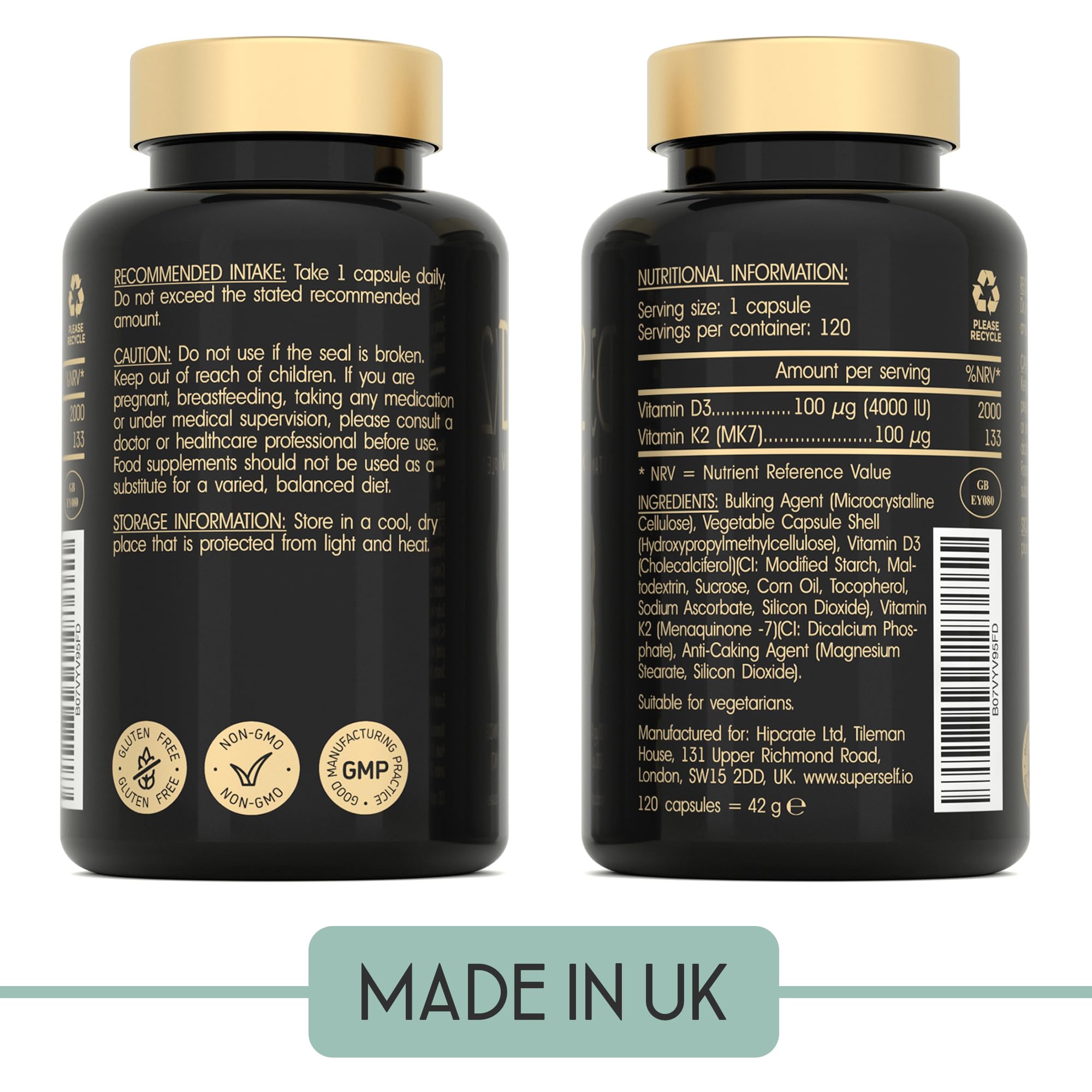 Vitamin D3 K2 Capsules - High Strength - for Strong Bones, Teeth, Immunity