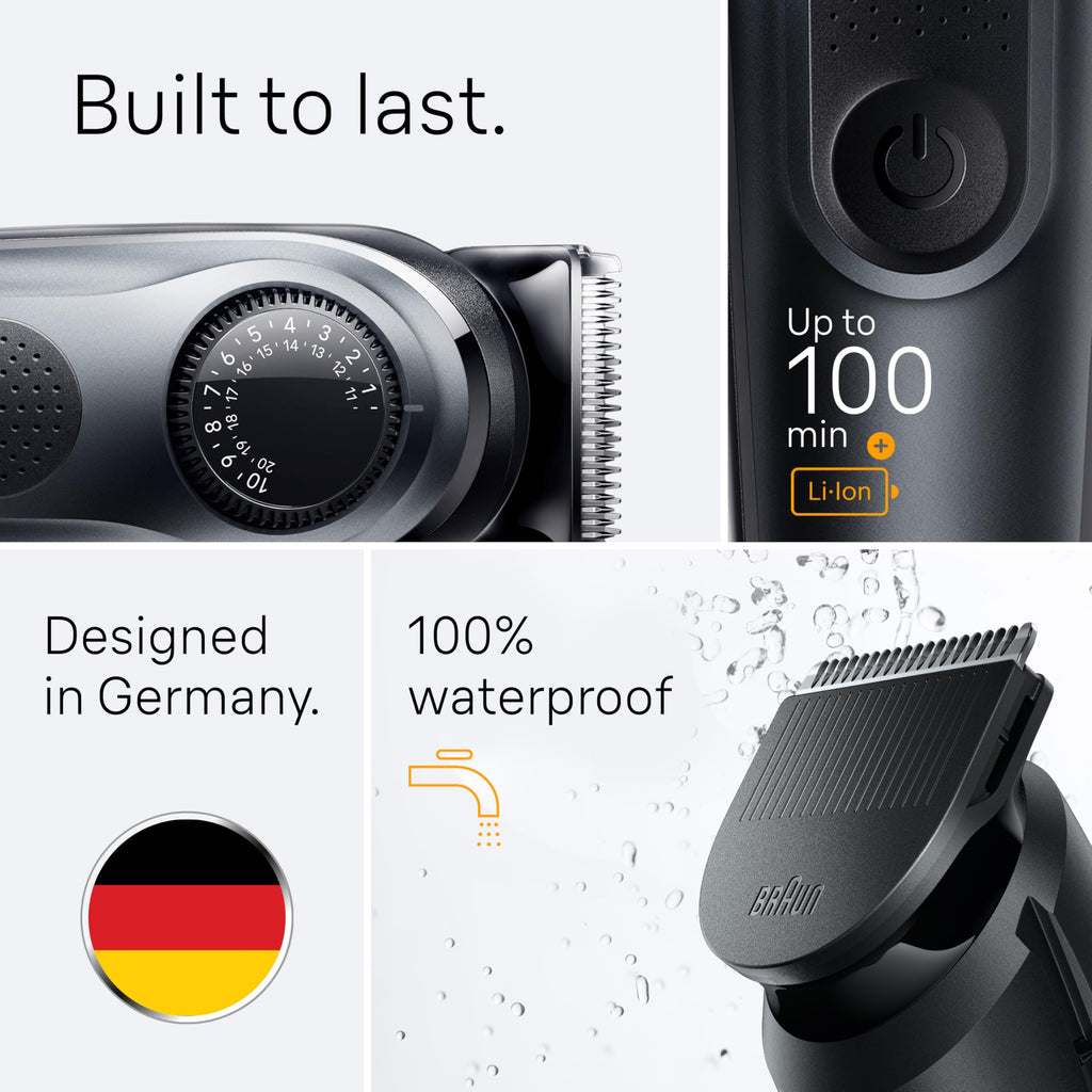 Braun All-in-One Style Kit Series 5 5480, 8-in-1 Trimmer for Men with Beard Trimmer, Body Trimmer for Manscaping, Hair Clippers & More, Ultra-Sharp Blade, 40 Length Settings, Waterproof