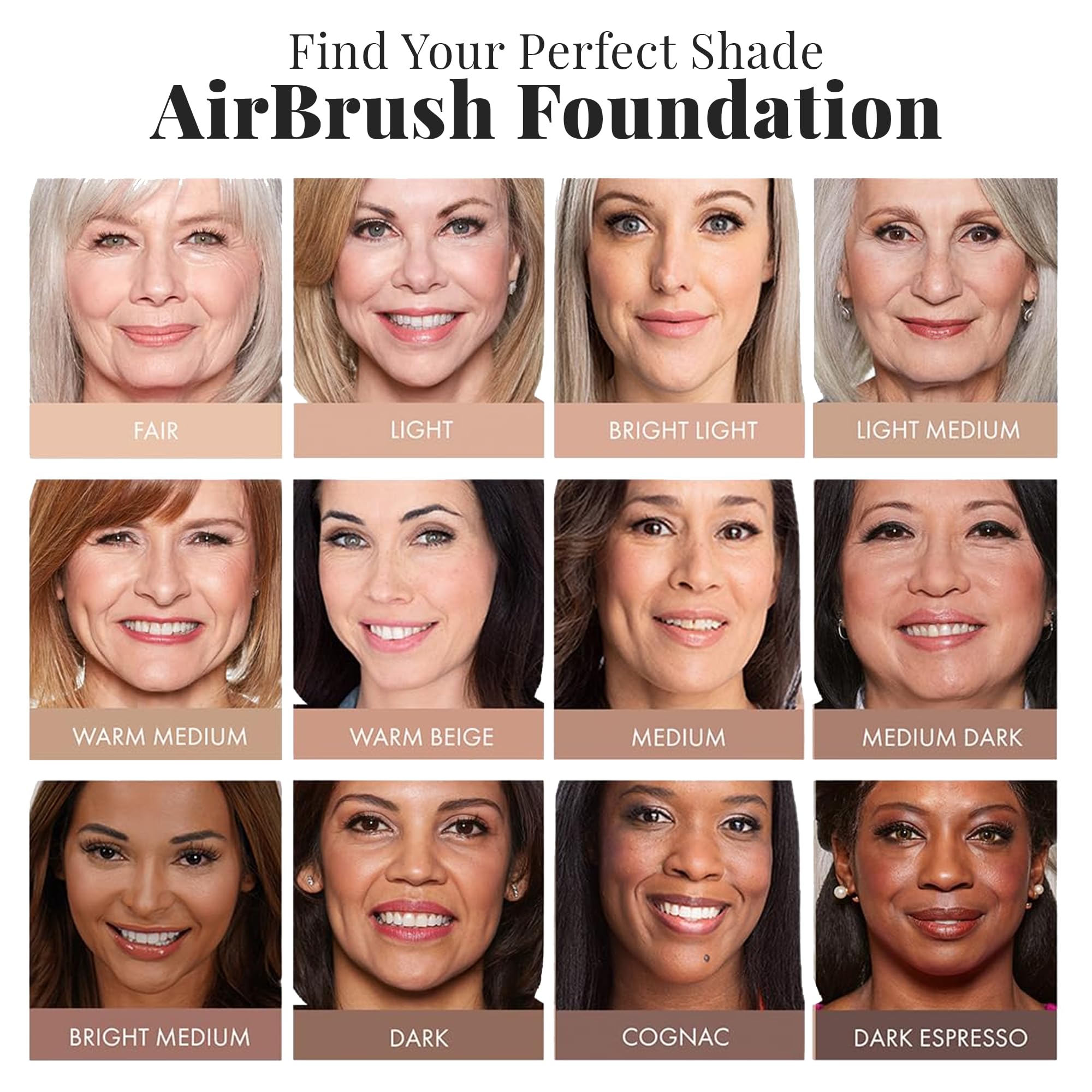 MagicMinerals AirBrush Foundation Set by Jerome Alexander - Complete 5pc Spray Makeup Set with Foundation, Primer, and Setting/Finishing Spray - for Smooth, Radiant Skin (Warm Beige)