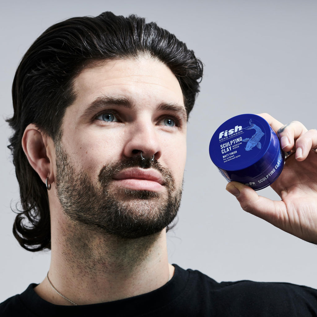 fish Original Sculpting Hair Clay, Mens Hair Styling Product Suitable for Short & Medium Length Hair. Stylist & Barber Used, Medium hold, Matt Finish, 70ml