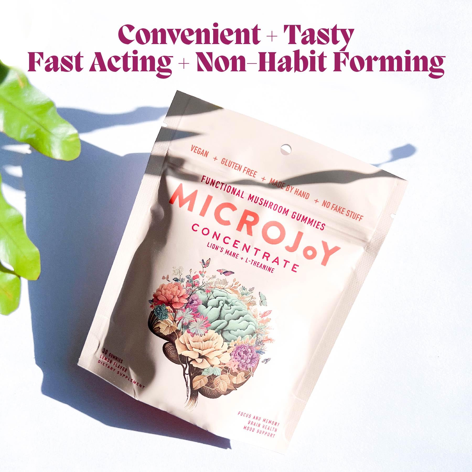 Microjoy Concentrate Gummies – Focus, Memory, Brain Health & Mood Support Supplement – Vegan, Non-GMO, Gluten-Free - Lemon Flavor (30 Servings)