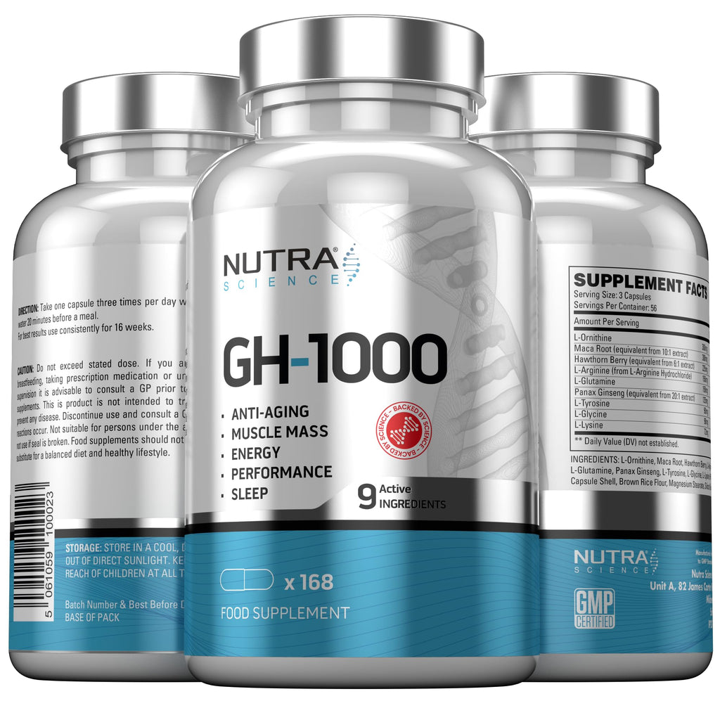 GH-1000 for Men Hormone Suport | Anti-Aging, Muscle Growth, Energy, Sleep | 168 Vegan Capsules Muscle Growth Supplements