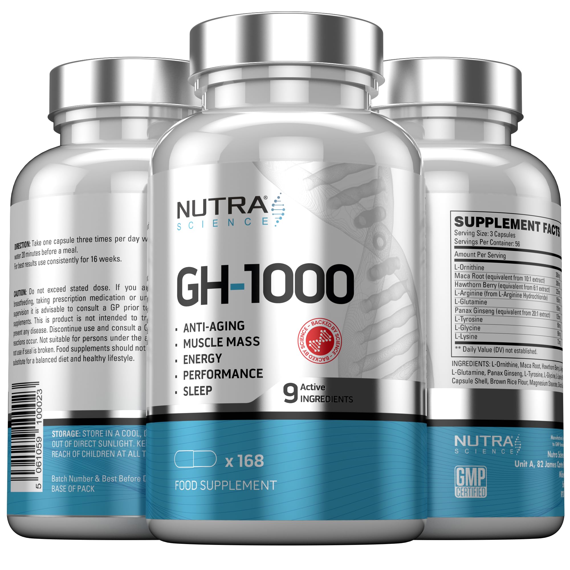 GH-1000 for Men Hormone Suport | Anti-Aging, Muscle Growth, Energy, Sleep | 168 Vegan Capsules Muscle Growth Supplements