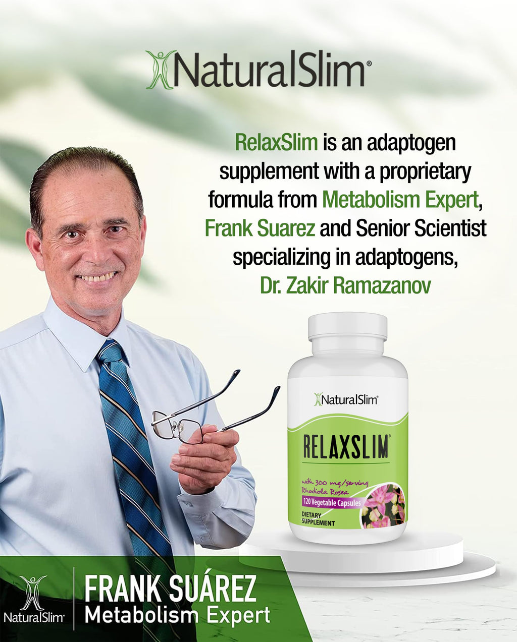 NaturalSlim Relaxslim Rhodiola Rosea & Adaptogenic Herb for Brain, Mood, Metabolism, Tension & Energy Support Supplement - 21 Different Natural Compounds Help Control Appetite - 120 Capsules