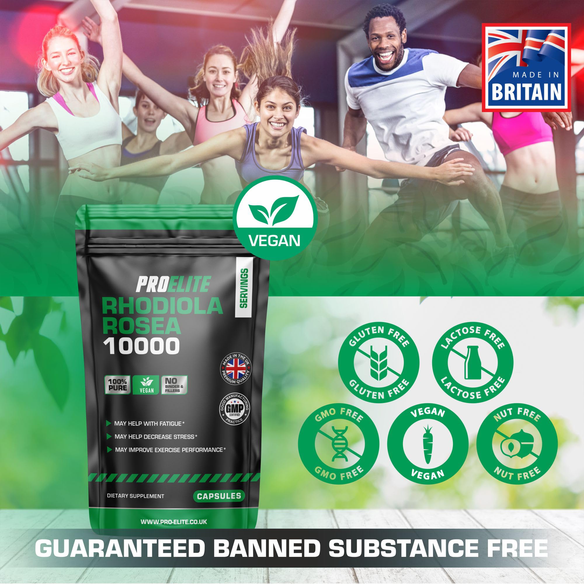 Rhodiola Rosea Extract 500mg 60 Vegan Capsules | 3% Standardised Rosavins 1% Salidrosid | Arctic Root Nootropic Adaptogen Supplement | Premium Rhodiola Root Extract | Made in UK by PROELITE
