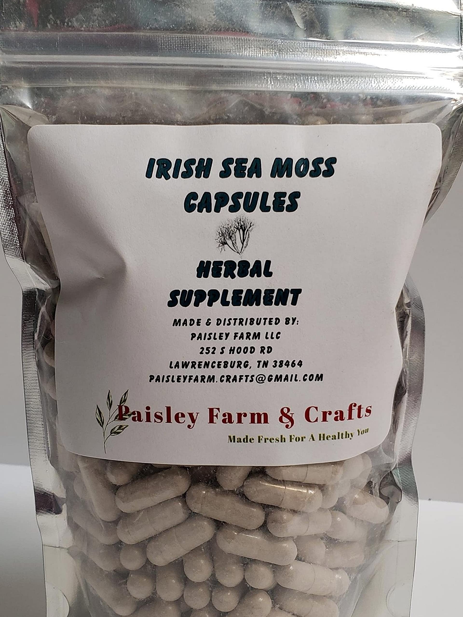 Irish Sea Moss Powder Capsules 300 Pack - Herbal Supplement -Made Fresh On Demand!