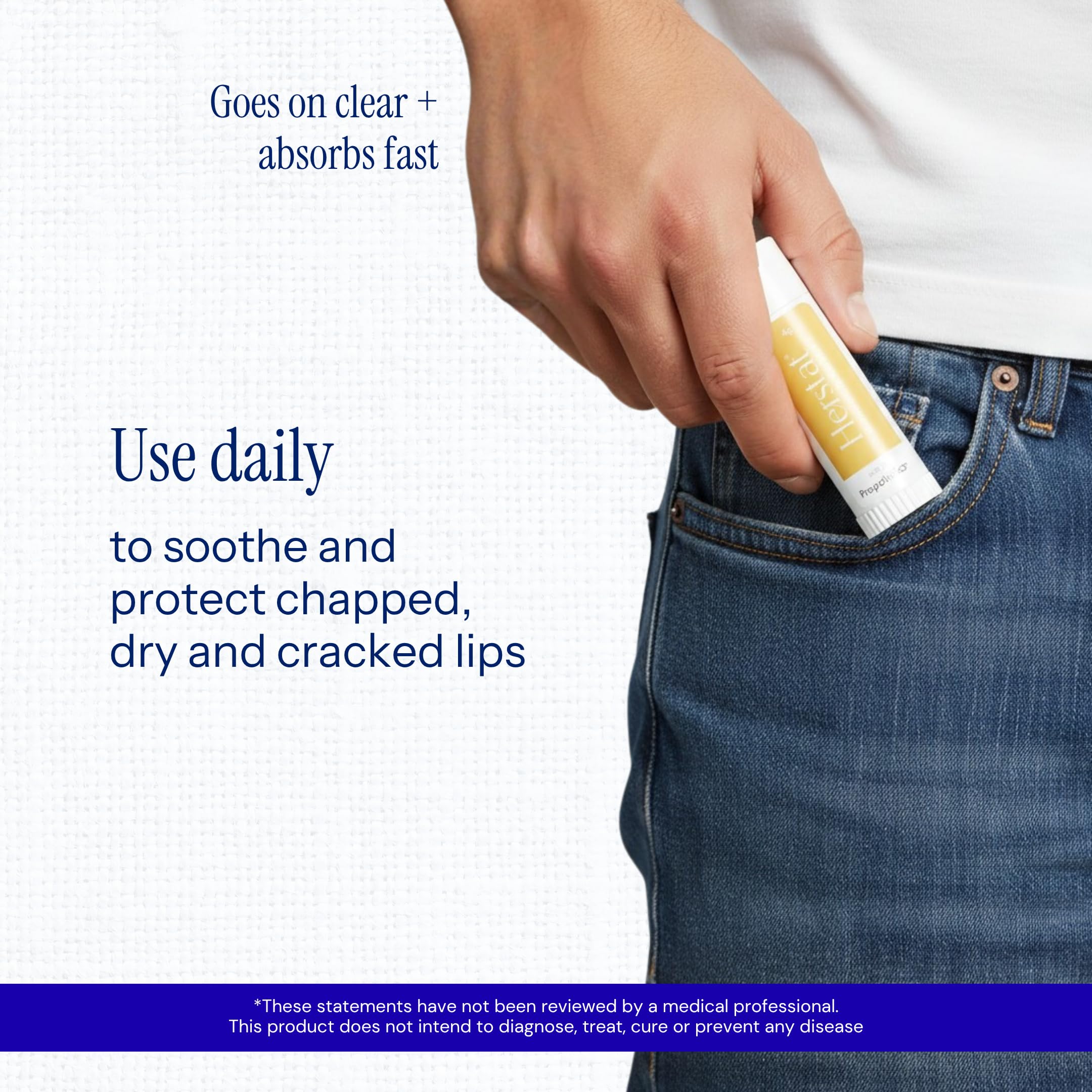 Herstat Daily Lip Balm | Use Between Cold Sore Outbreaks | 3% Propolis | Softens, Hydrates Coldsore Prone Lips