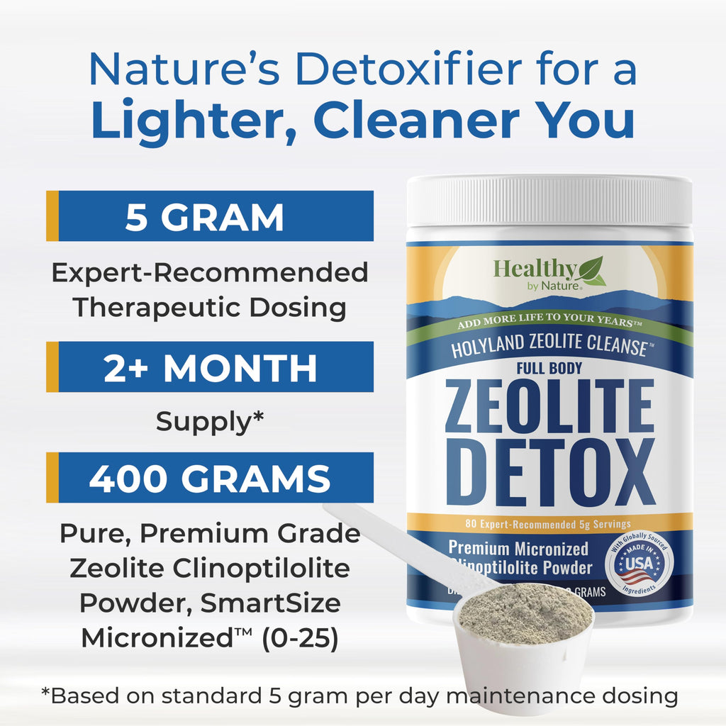 HolyLand Zeolite Cleanse - Zeolite Detox Powder (400 Gram Value Size) - Clinoptilolite Natural, Activated - Supports Energy, Mental Focus, pH Balance, Immune Defense, Optimal Gut Health