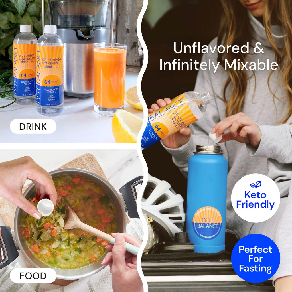 LYTE BALANCE Electrolye Concentrate | Liquid Electrolytes Drink Mix w/Sodium, Potassium & Magnesium | Daily Hydration, Muscle Recovery, Immune Support, Rehydration | Keto, No Sugar (64 Servings)