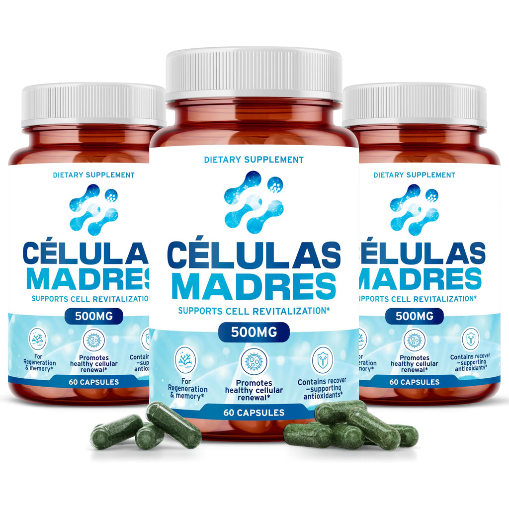 Stem Cell Supplements 500mg (180 Cap) Natural Anti-Aging & Longevity Support with Spirulina & Chlorella, Boost Cellular Renewal, Restore Youthful Energy, Reduce Joint Soreness – Celulas Madre