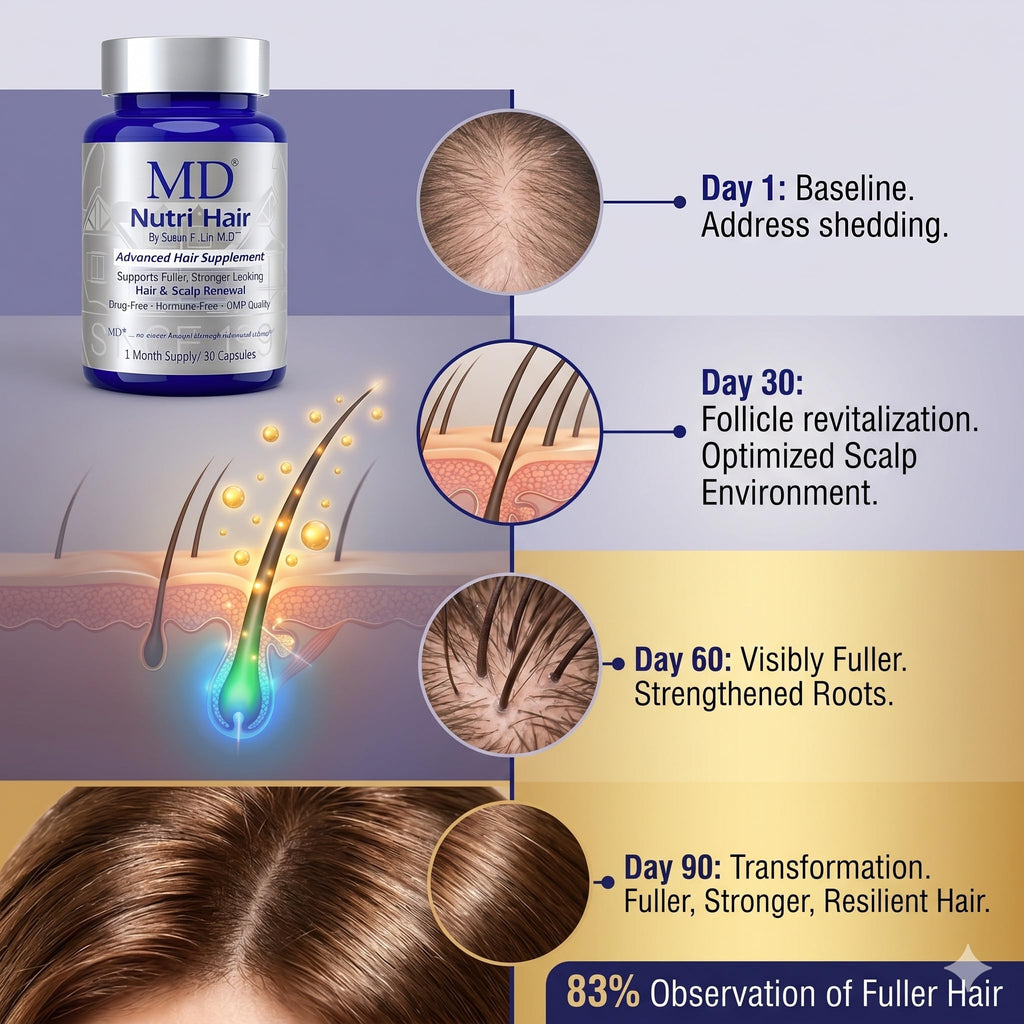 MD Nutri Hair Growth Supplement for Thinning and Hair Loss, Reduces Shedding, Lilac Stem Cells with Marine Collagen and Biotin, 30 Vegetable Capsules