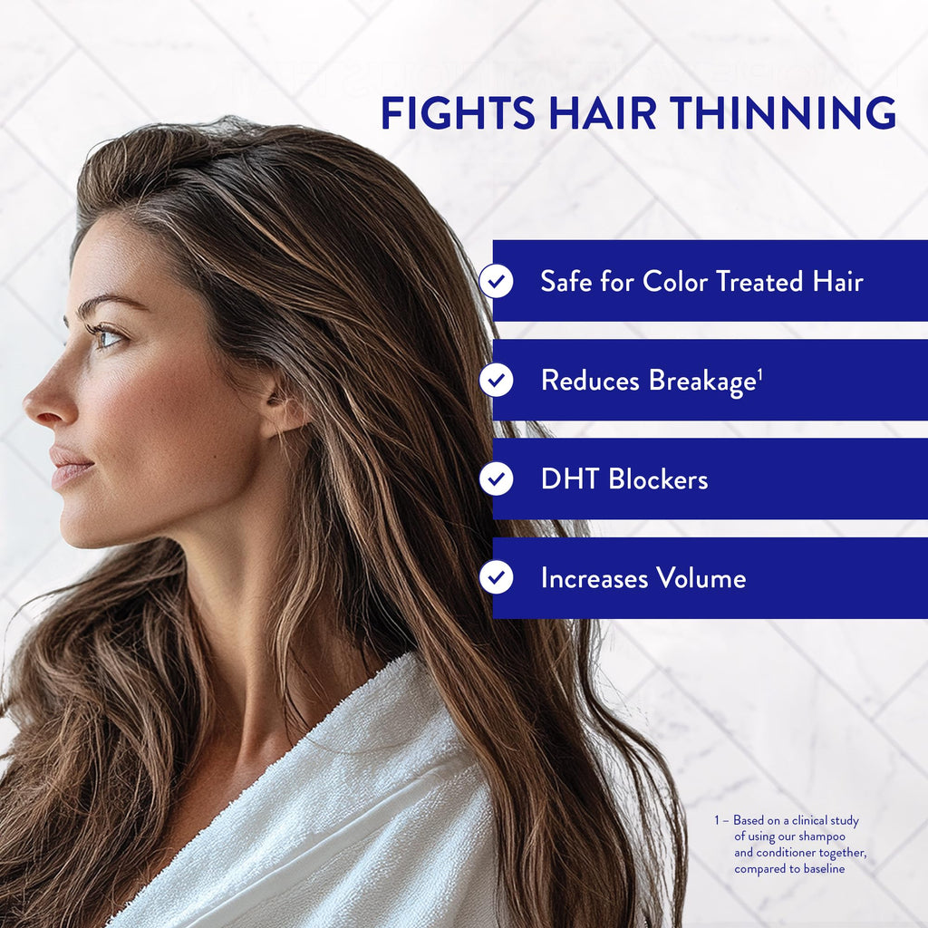 Routine Wellness Anti-Thinning Shampoo and Conditioner Set for Thinning Hair - Biotin DHT Blocker Women & Men - Color Safe Shampoo for Hair Loss & Healthier Hair - Unscented Set