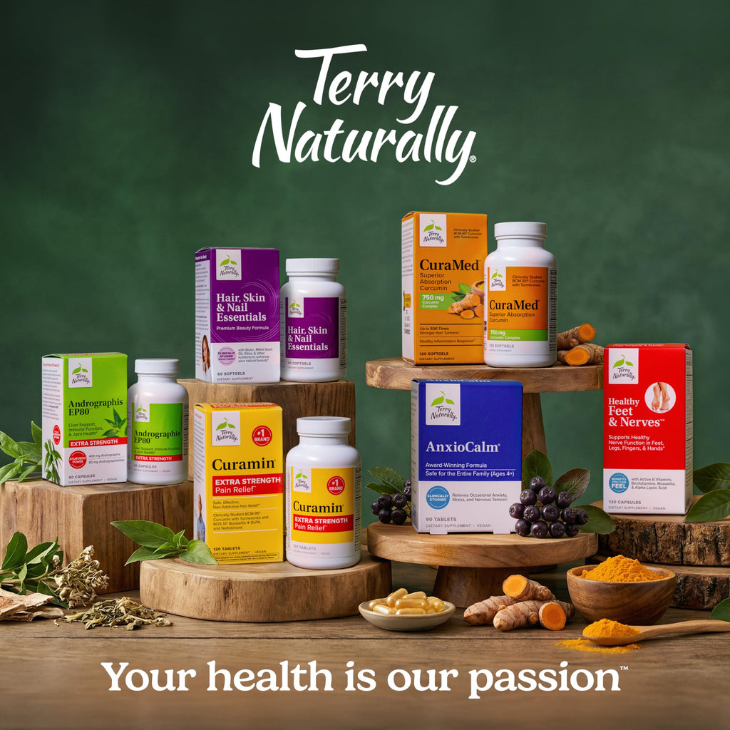 Terry Naturally Andrographis EP80 Extra Strength - Brain Health & Immune Support - Joint Health Supplement to Aid Mobility - Vegan Adaptogen Supplement for Energy & Liver Support - 60 Capsules